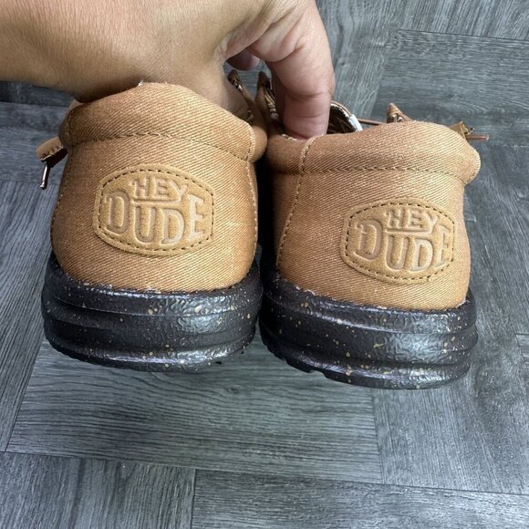 Hey Dude Wally Stretch Canvas Men size 8 Nut Black Lightweight Slip On Shoes - Picture 6 of 9